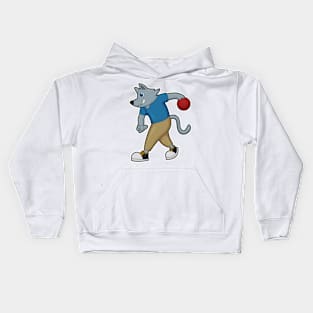 Dog at Bowling with Bowling ball Kids Hoodie